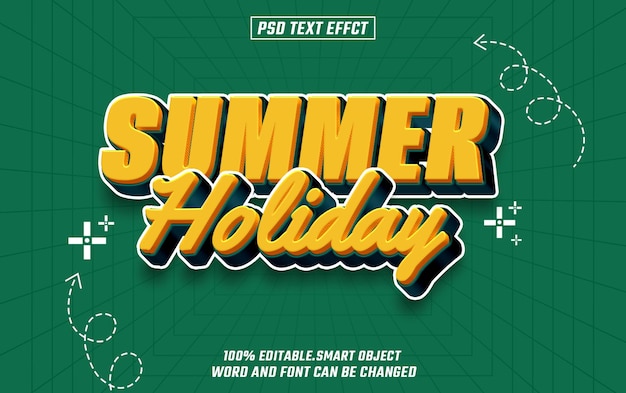 summer holiday editable text font effect 3d text for title