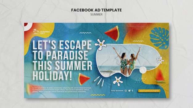 PSD modello facebook per le vacanze estive