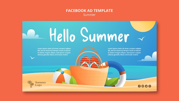 PSD modello facebook per le vacanze estive