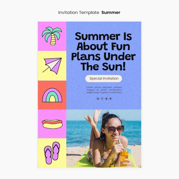 PSD summer holiday invitation template