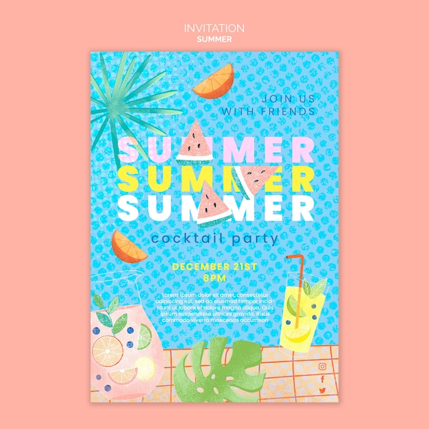 PSD summer holiday invitation template