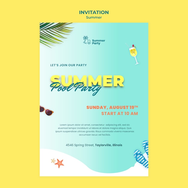 PSD summer holiday invitation template