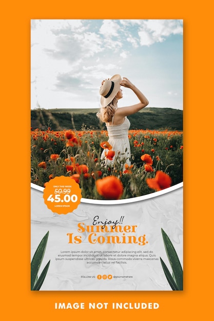 PSD summer holiday social media post instagram stories template