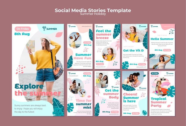 PSD summer holiday social media stories