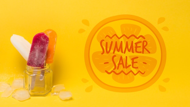 PSD summer ice cream composition with copyspace