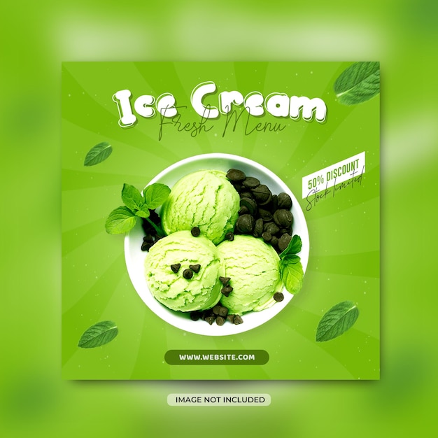 PSD summer ice cream food menu social media post banner