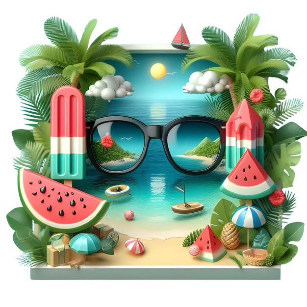 Summer illustration psd