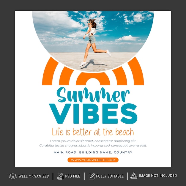 Summer instagram post and banner template