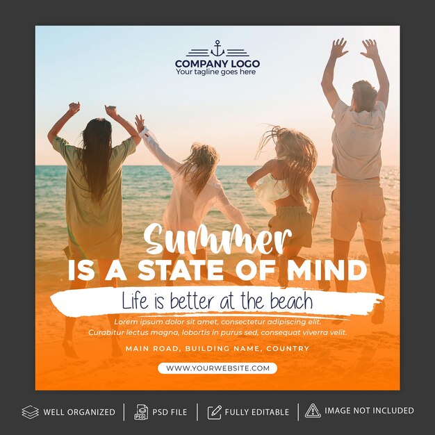 Summer instagram post and banner template