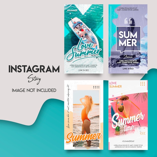 PSD 夏のinstagramストーリーテンプレートセット