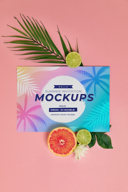 Summer invitation mockup with ingredients