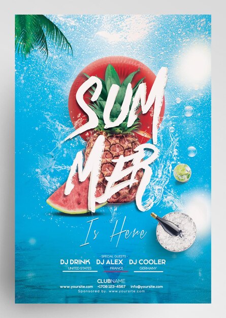 PSD summer is here event flyer design