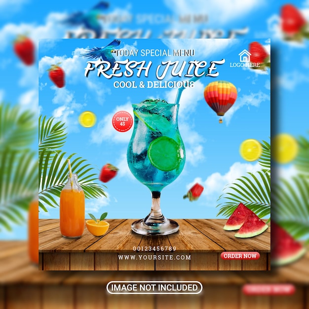PSD summer juice menu flyer of speciale dranken menu poster of juice menu promotie flyer