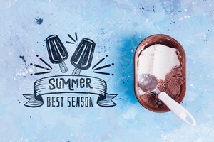 PSD Летние надписи фон с мороженым