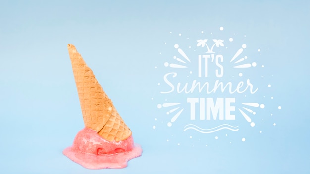 Summer lettering background with ice cream