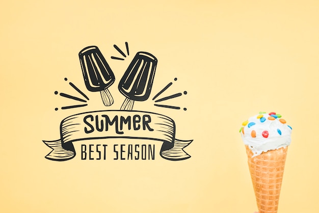 PSD summer lettering background with ice cream