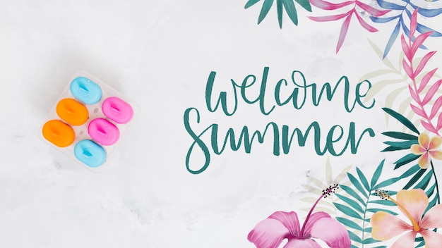 Summer lettering background with ice lollies