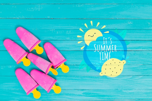 Summer lettering background with ice lolly