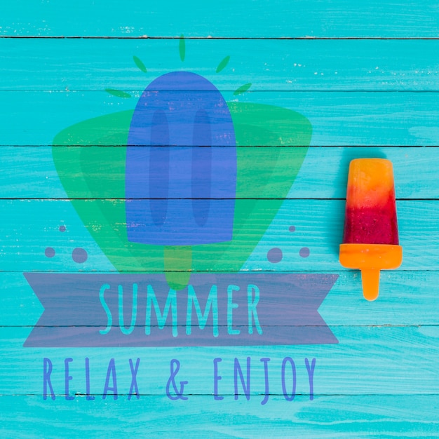 Summer lettering background with ice lolly