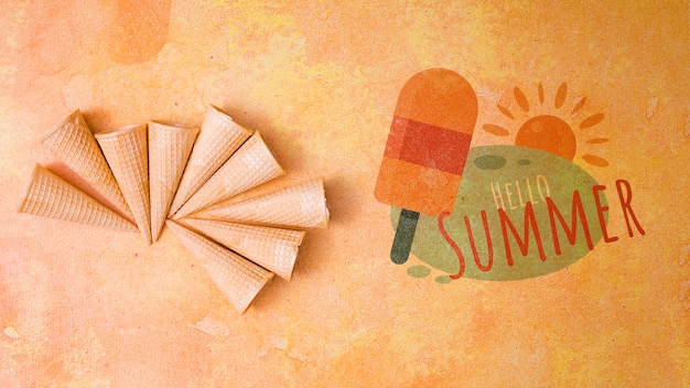 PSD summer lettering background with summer elements