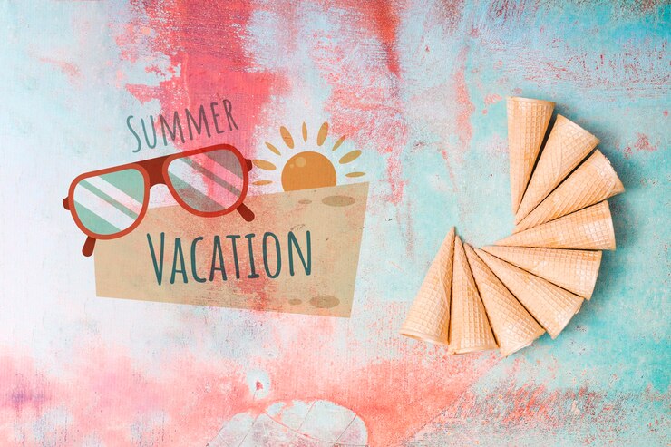 PSD summer lettering background with summer elements