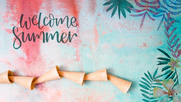 PSD summer lettering background with summer elements