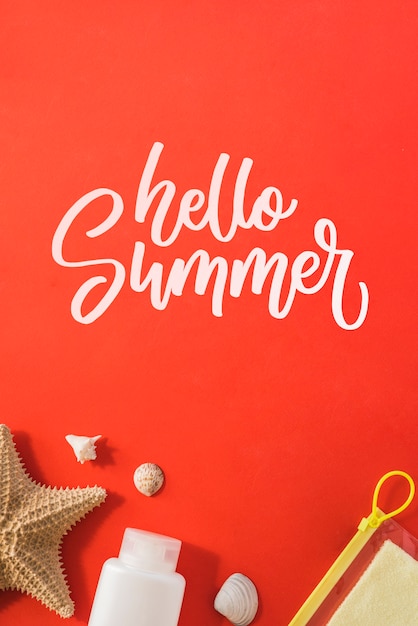 PSD summer lettering background with summer elements