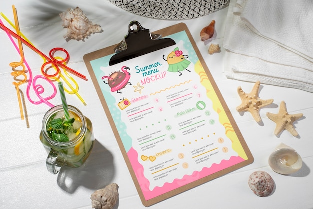 Design del mockup del menu estivo