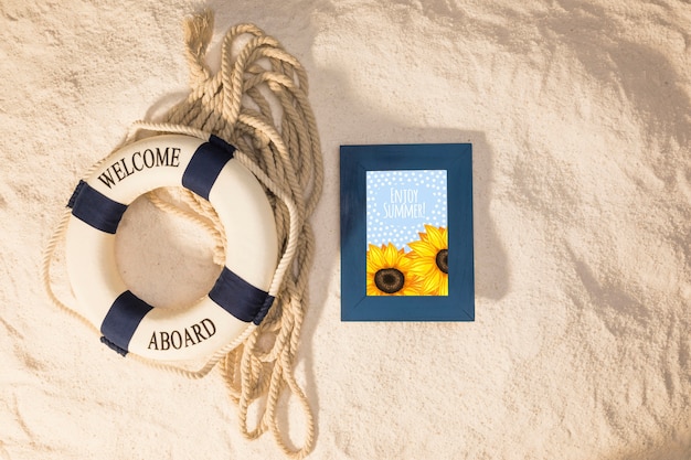 PSD summer mockup with marine elements