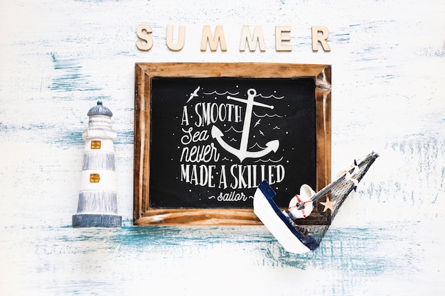 PSD summer mockup con ardesia