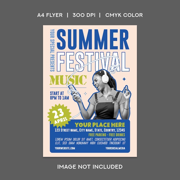 PSD flyer del festival musicale d'estate