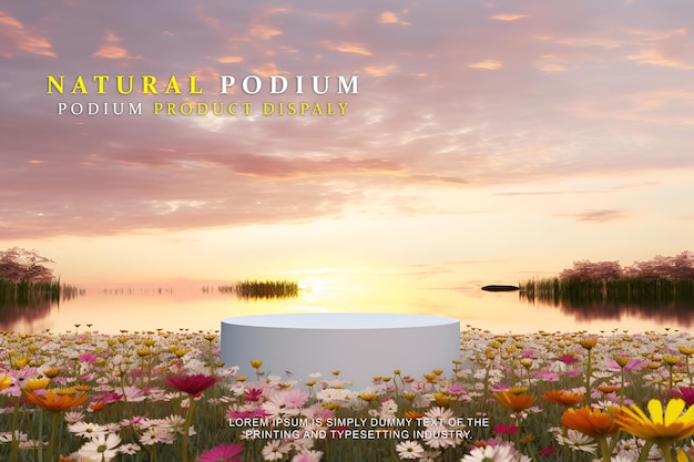 Podium estivo e naturale per l'esposizione dei prodotti