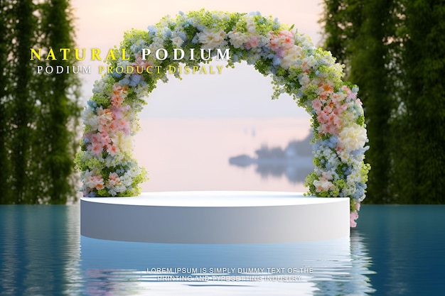 PSD summer and natural podium for product display stage display mockup for show product presentation