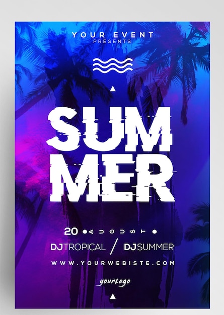 PSD summer night event party instagram flyer design