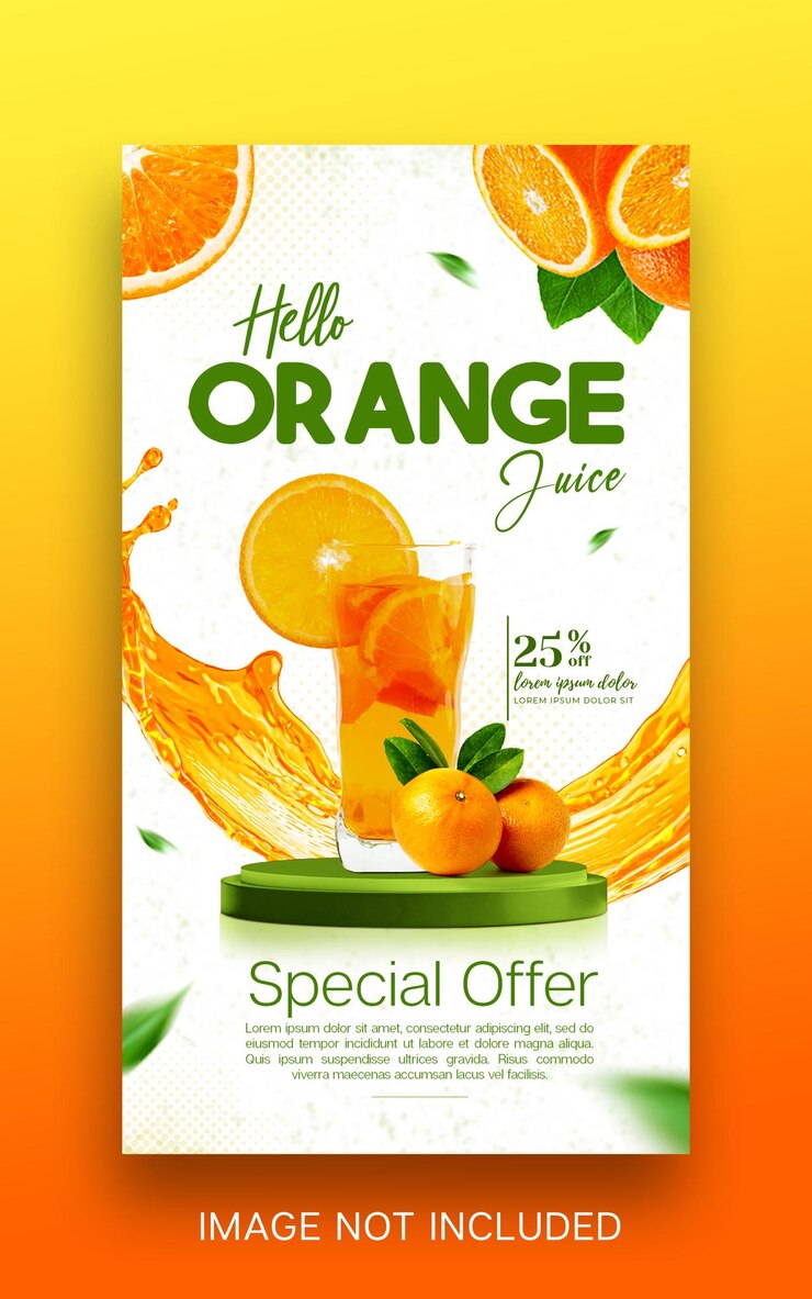 PSD summer orange drink menu promotion instagram facebook template post design