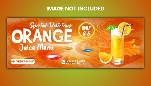 PSD summer orange juice menu social media post banner template