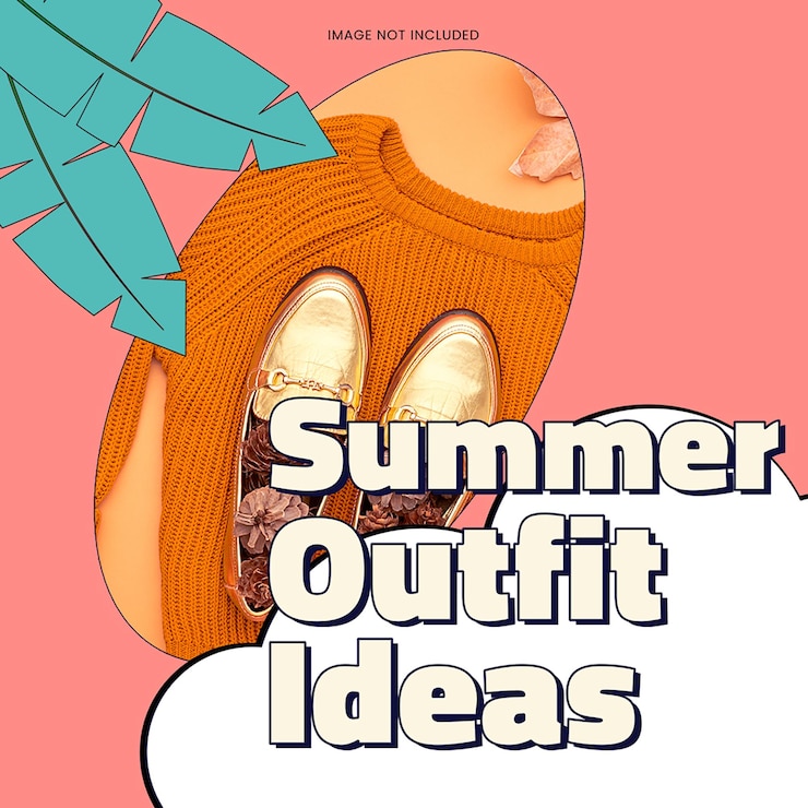 PSD 粉紅色背景的夏季服裝想法 instagram 帖子模板