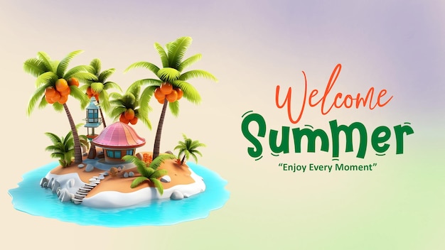 Summer paradise beach banner background