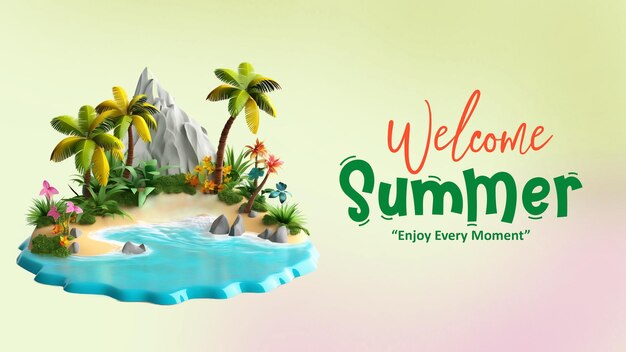 PSD summer paradise beach poster banner background