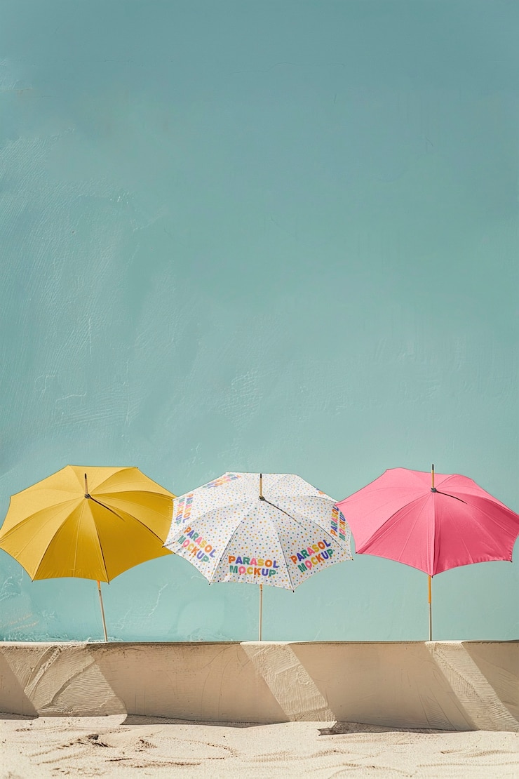 PSD summer parasol  mockup