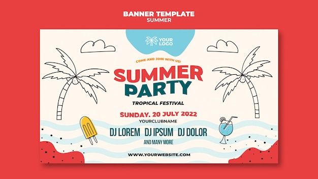 PSD summer party on the beach banner template