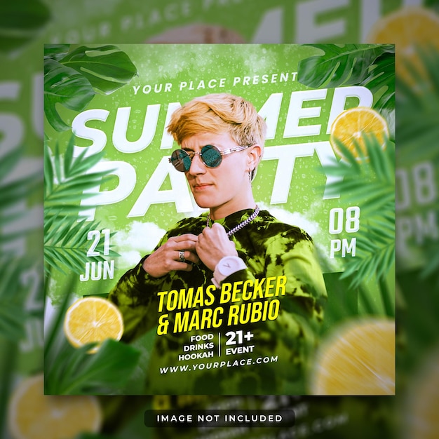 Summer party event flyer social media post template