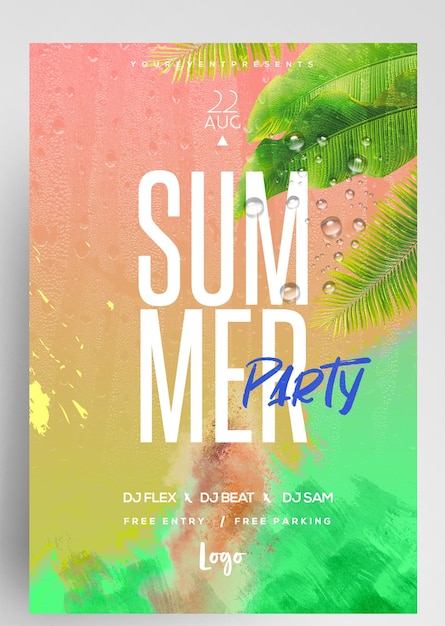 PSD summer party event instagram banner flyer design