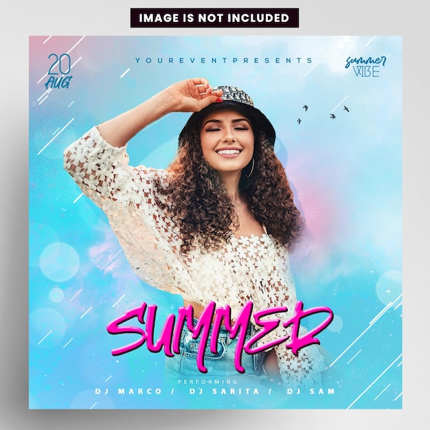 Summer party event instagram banner flyer design