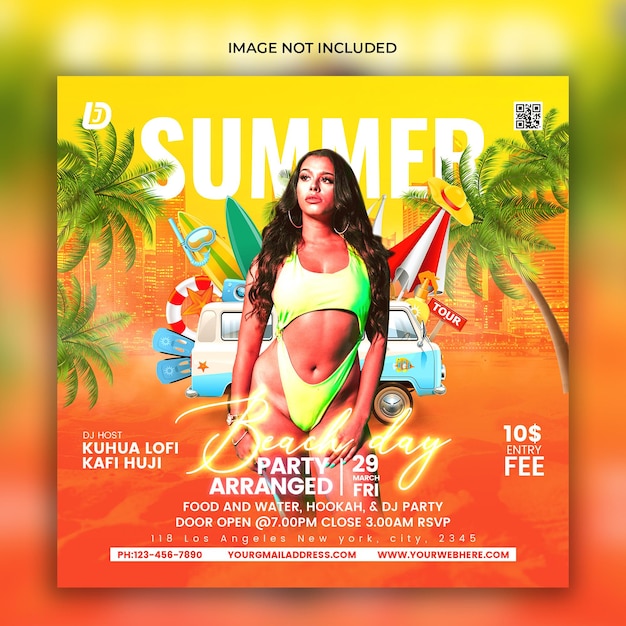 PSD summer party flyer design template