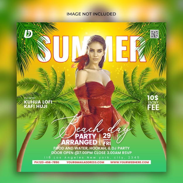 PSD summer party flyer design template