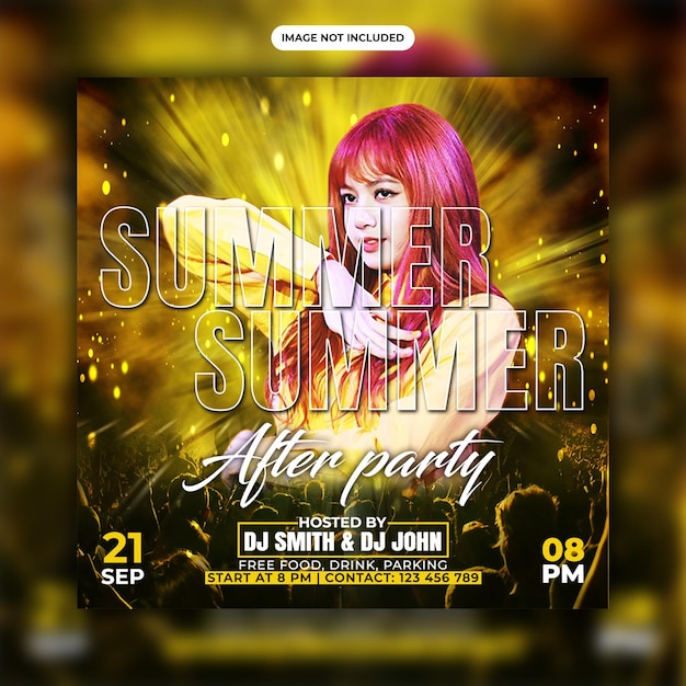 PSD summer party flyer night club party flyer psd social media post template