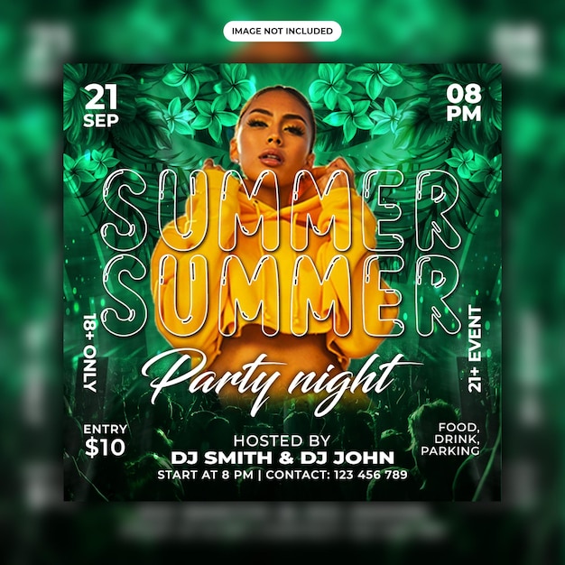 PSD summer party flyer night club party flyer psd social media post template