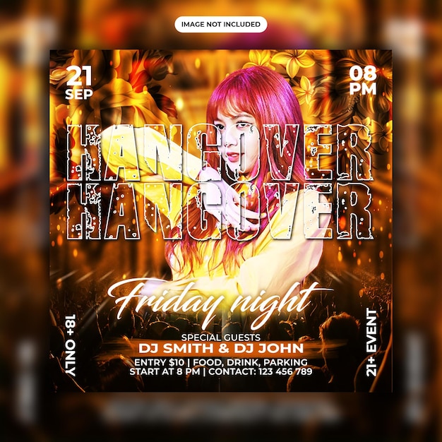 Summer party flyer night club party flyer PSD social media post template