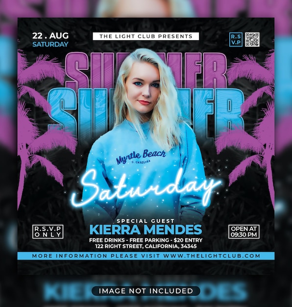 PSD summer party flyer social media post and web banner